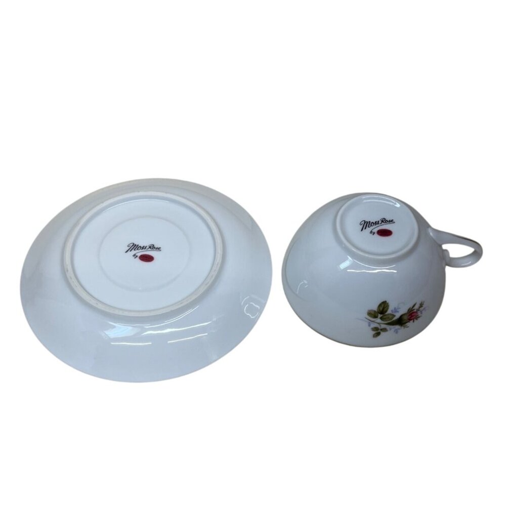 4 Sango Moss Rose Roses Cup & Saucer Sets Japan - Picture 7 of 10